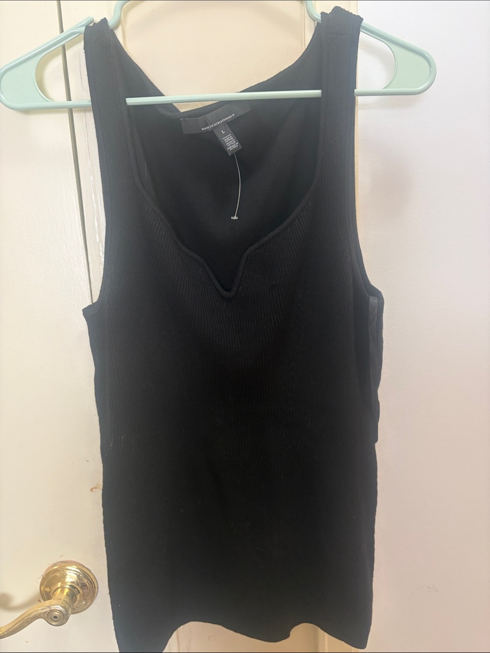White House Black Market Black Ribbed V-Notch Tank